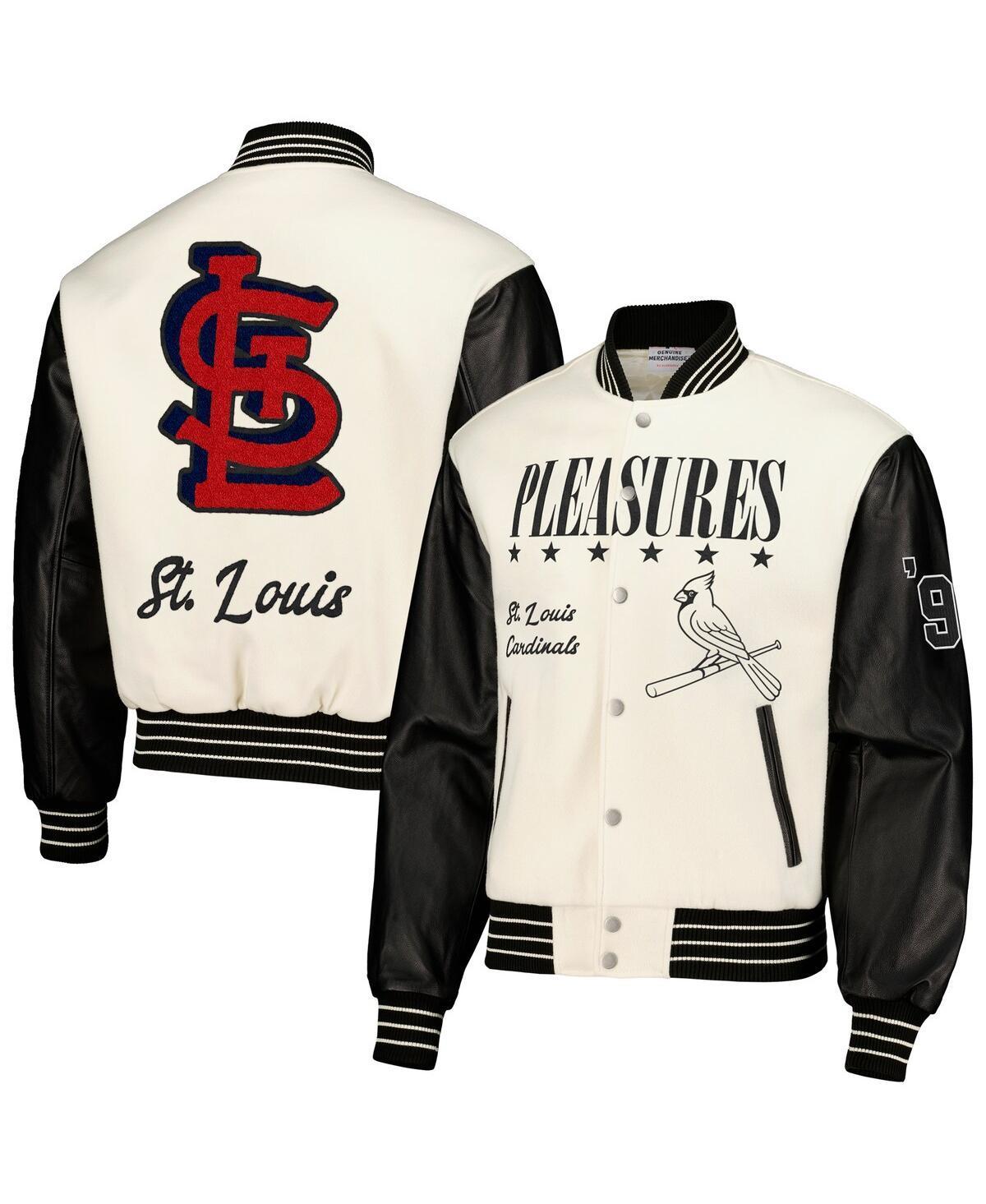 Mens Pleasures White St. Louis Cardinals Full-Snap Varsity Jacket Product Image