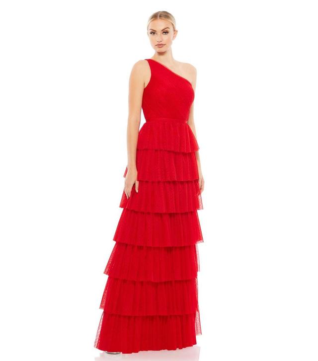 Women's Ieena One Shoulder Layered Tiered Tulle Gown Product Image