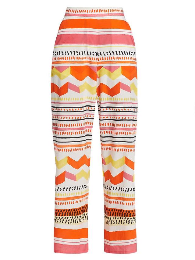 Womens Anna Printed Cotton Poplin Trousers Product Image