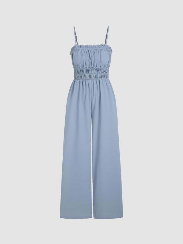 Shirred Sleeveless Wide Leg Jumpsuit Product Image