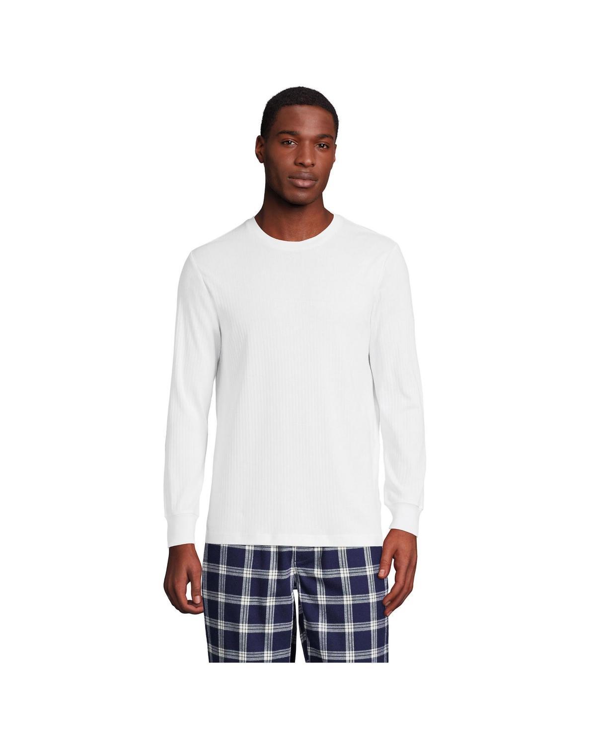 Big & Tall Lands End Knit Rib Crewneck Pajama Shirt, Mens Blue Product Image