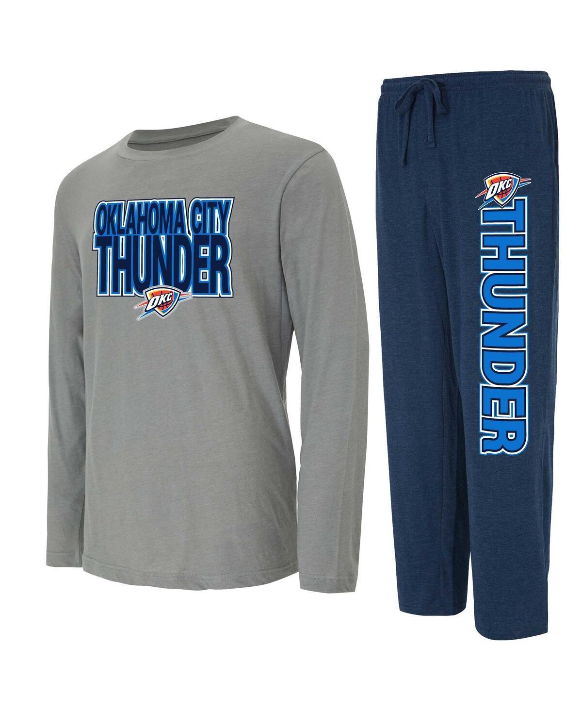 Mens Concepts Sport /Gray Oklahoma City Thunder Meter Long Sleeve T-Shirt & Pants Sleep Set Blue Product Image