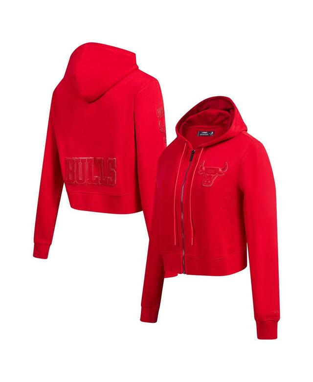 Pro Standard Womens Red Chicago Bulls Triple Tonal Full-Zip Hoodie Product Image