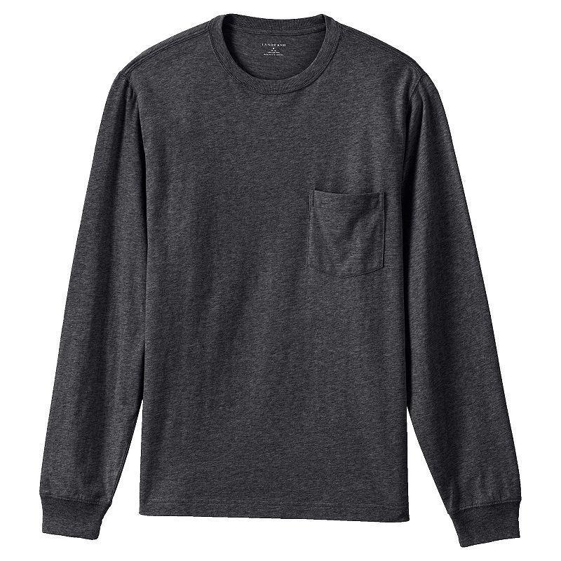 Mens Lands End Super-T Pocket Tee Dark Grey Heather Product Image