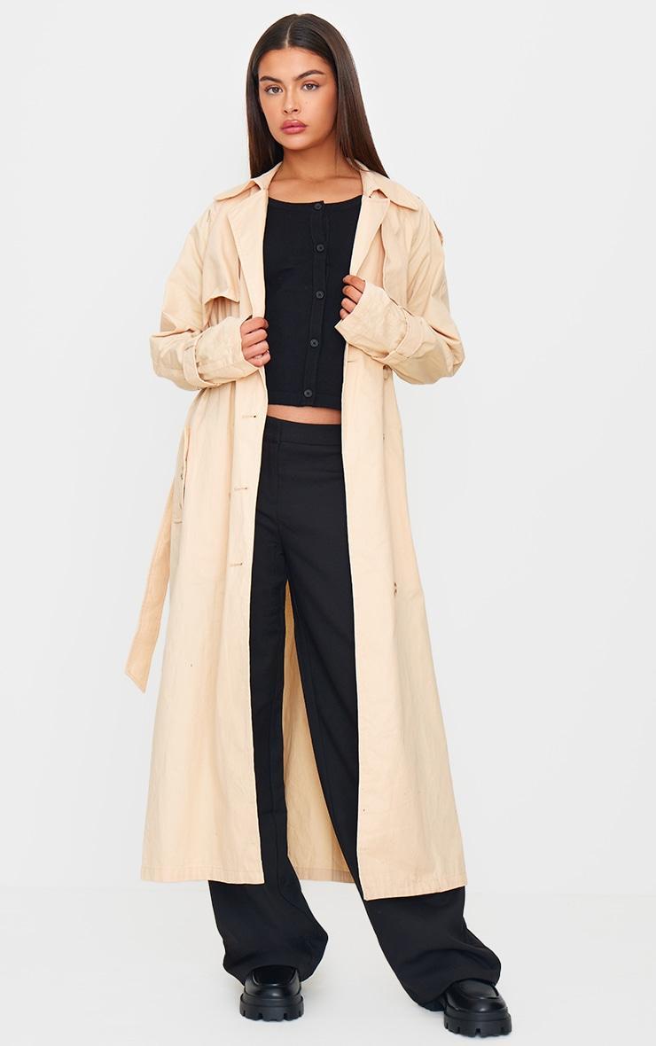 Sand Panel Detail Belted Trench Coat Product Image