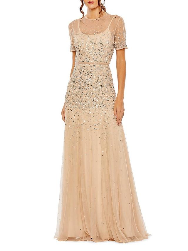 Womens Sequin-Embellished Gown Product Image