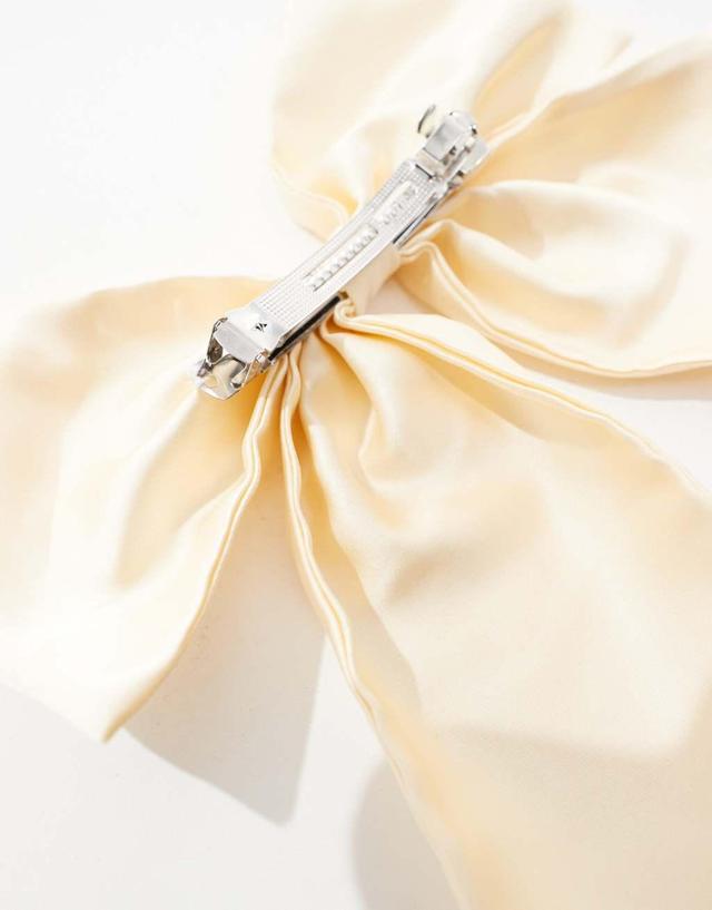 ASOS DESIGN hair clip with oversized bow in cream Product Image