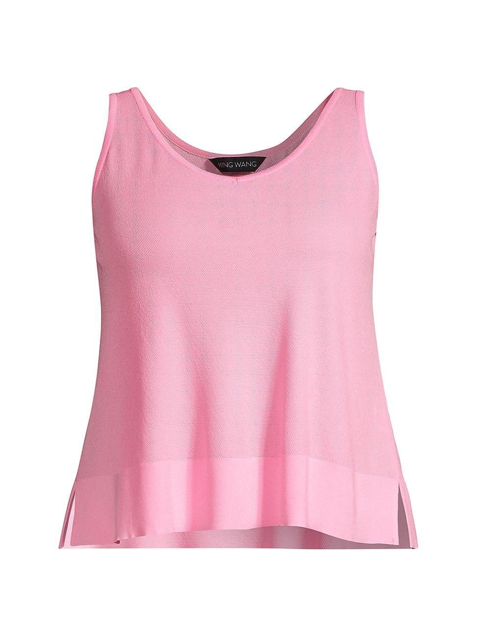 Plus Size V-Neck Tank - Side-Slit Soft Knit, Perfect Pink Product Image