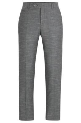 Slim-fit Trousers In A Patterned Wool Blend In Silver Product Image