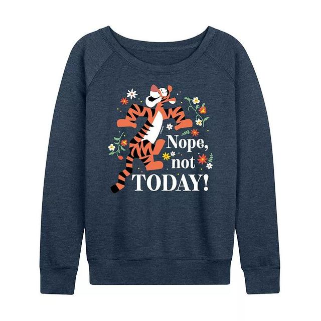 Disneys Winnie the Pooh Tigger Womens Nope Not Today Lightweight French Terry Sweatshirt, Girls Heather Grey Product Image