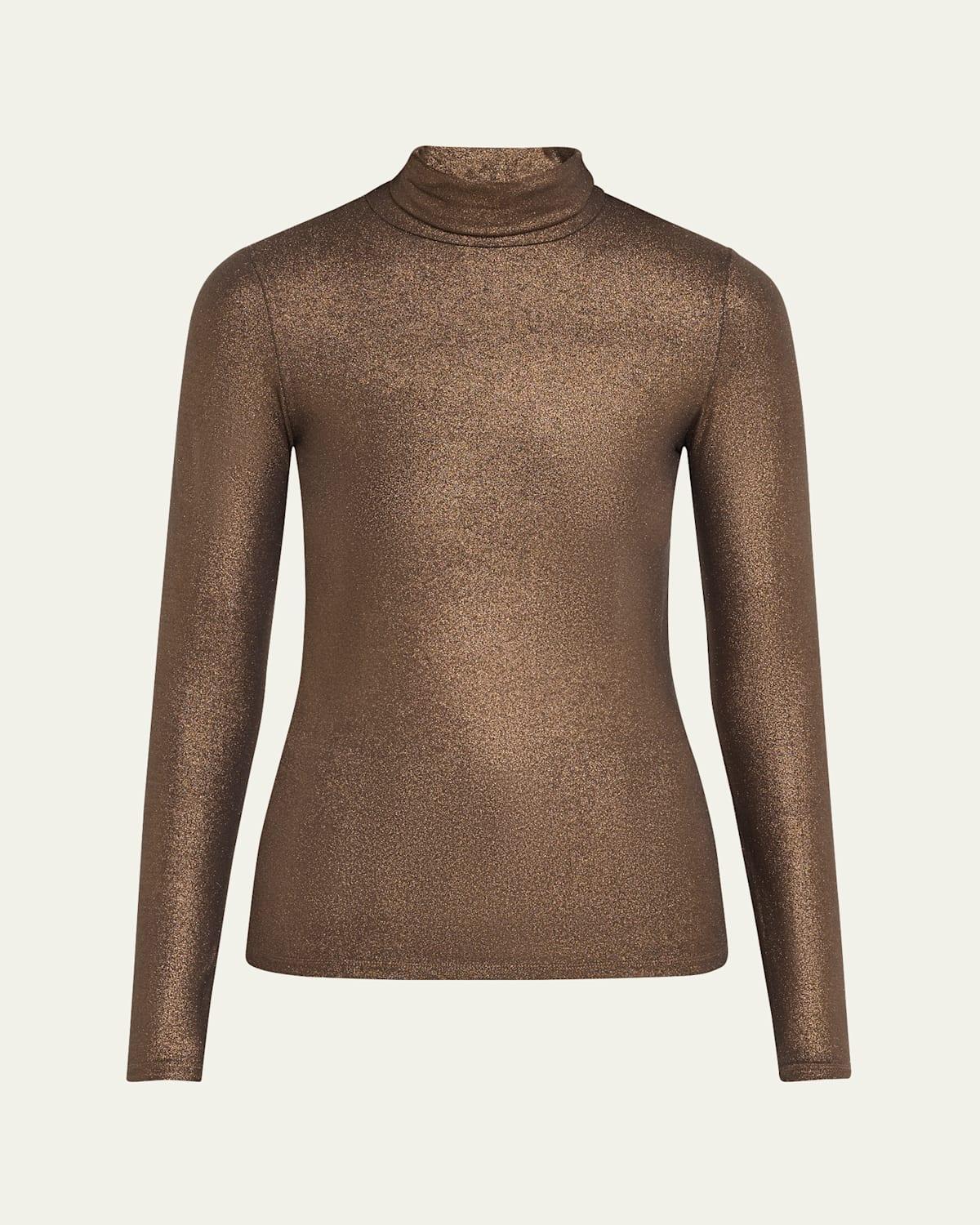 Womens Soft Touch Metallic Turtleneck Product Image