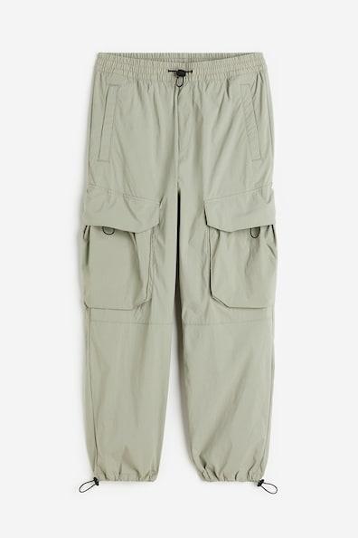 H & M - Relaxed Fit Nylon Cargo Pants - Green Product Image