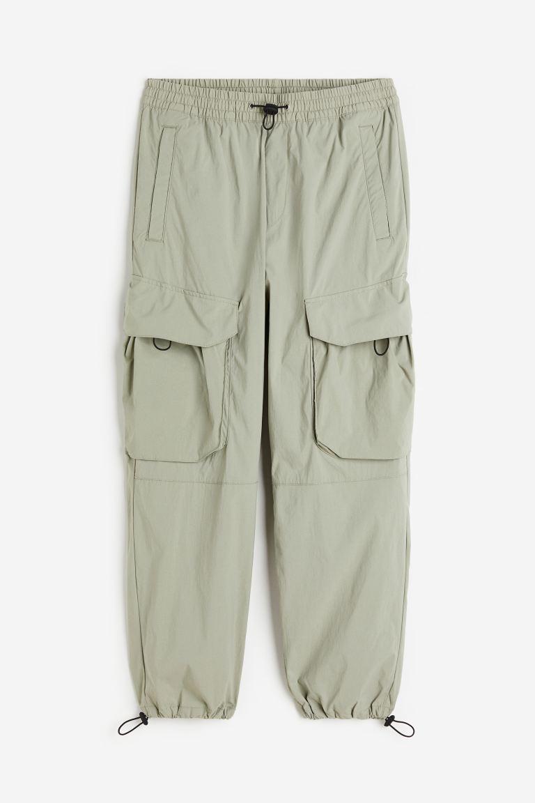 H & M - Relaxed Fit Nylon Cargo Pants - Green Product Image