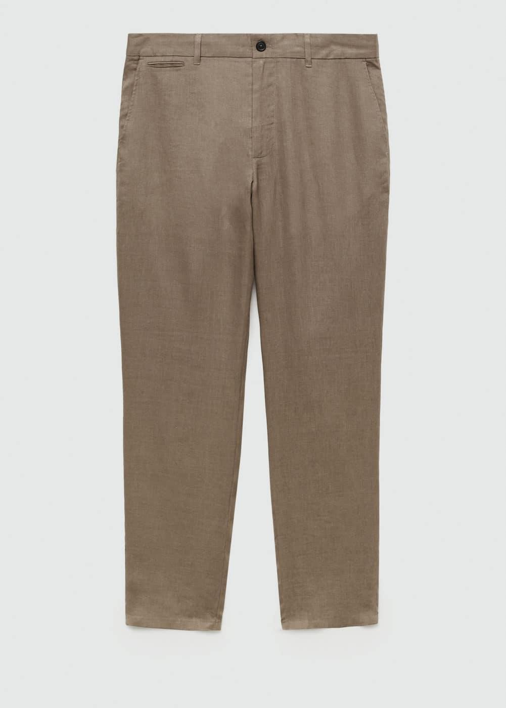 MANGO MAN - Slim-fit 100% linen pants medium brownMen Product Image