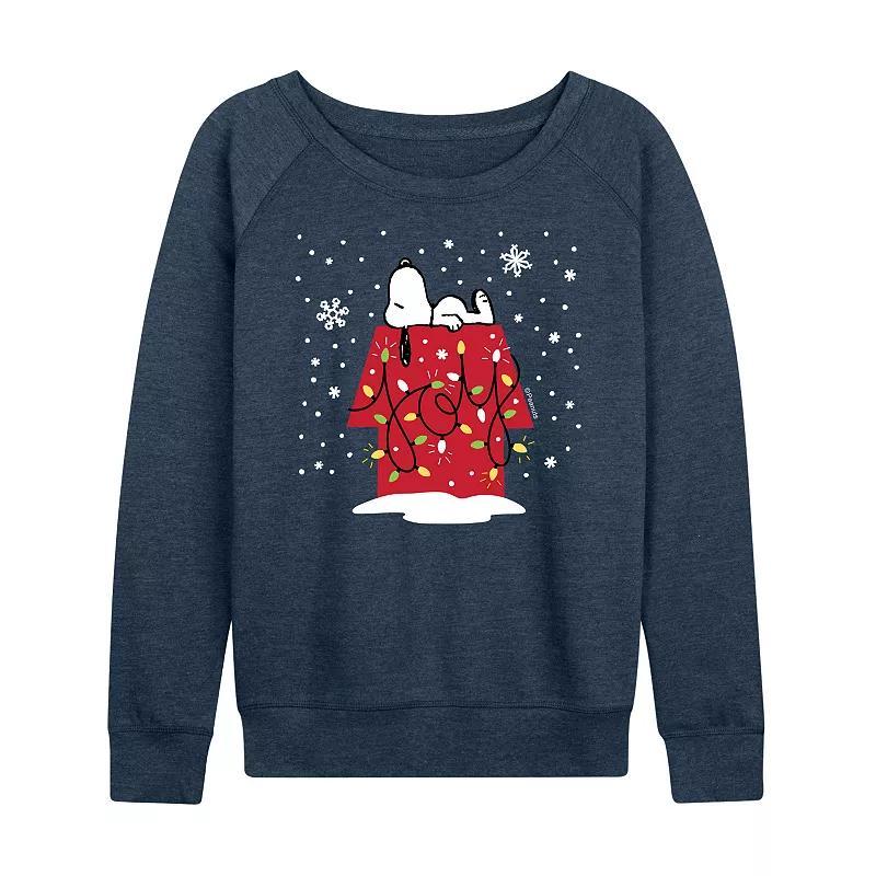 Womens Peanuts Snoopy Joy Lightweight French Terry Sweatshirt Grey Indigo Product Image