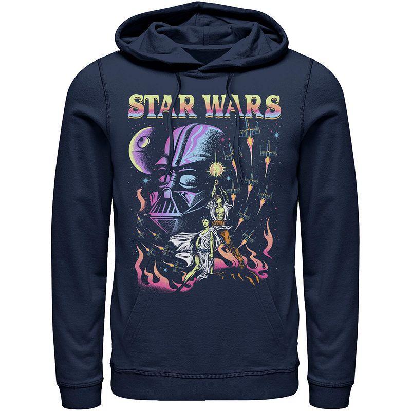 Mens Star Wars Retro Blacklight Colors Poster Hoodie Grey Heather Product Image