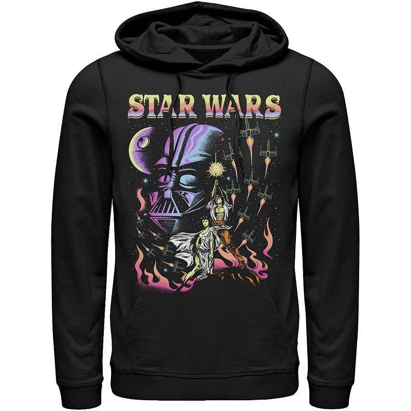 Mens Star Wars Retro Blacklight Colors Poster Hoodie Grey Heather Product Image