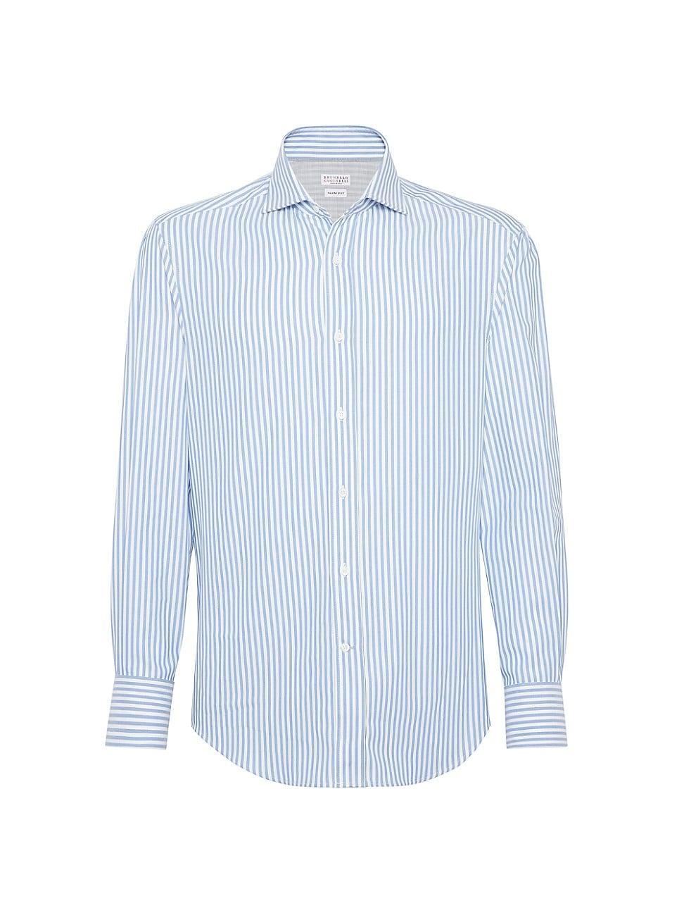 Mens Striped Slim Fit Shirt With Spread Collar Product Image