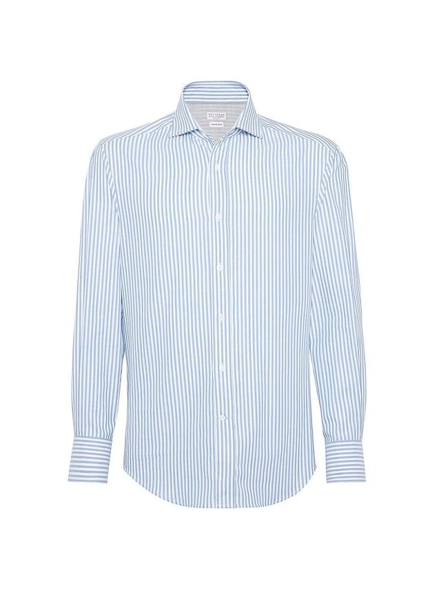 Mens Striped Slim Fit Shirt With Spread Collar Product Image