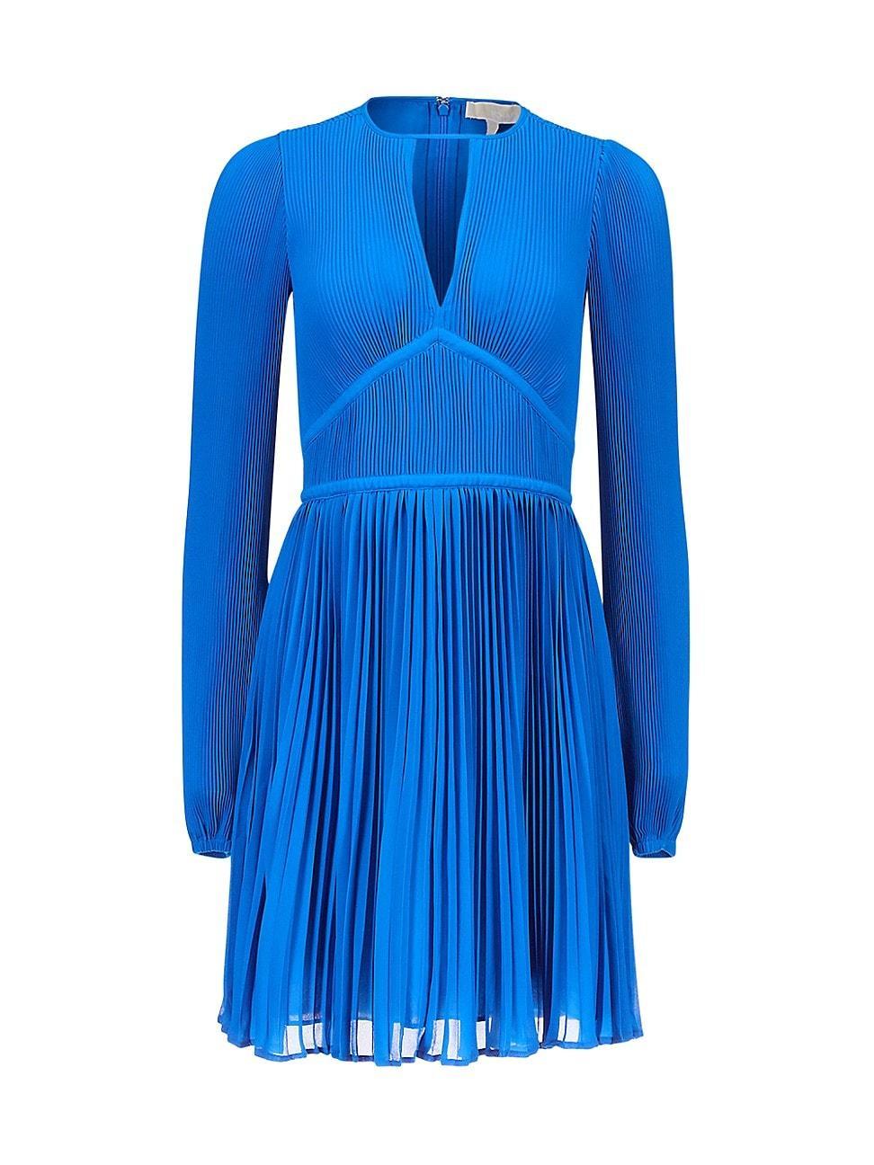 Womens Pleated Long-Sleeve Minidress Product Image