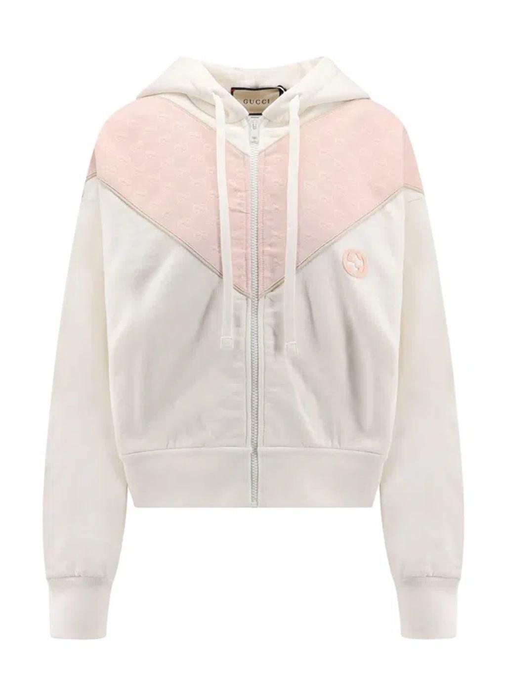 Cotton Jersey Zip Sweatshirt In White Product Image