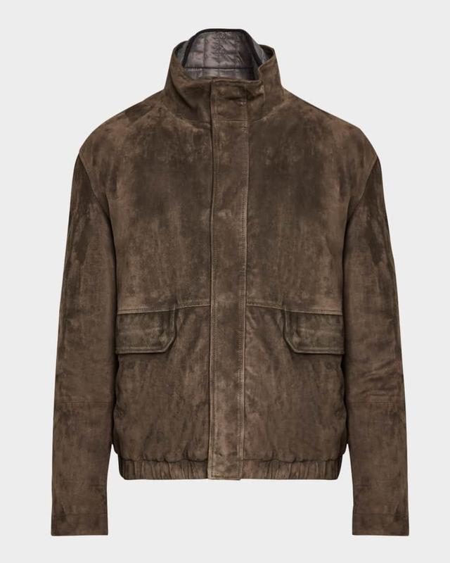 Men's Reversible Suede and Quilted Nylon Jacket Product Image