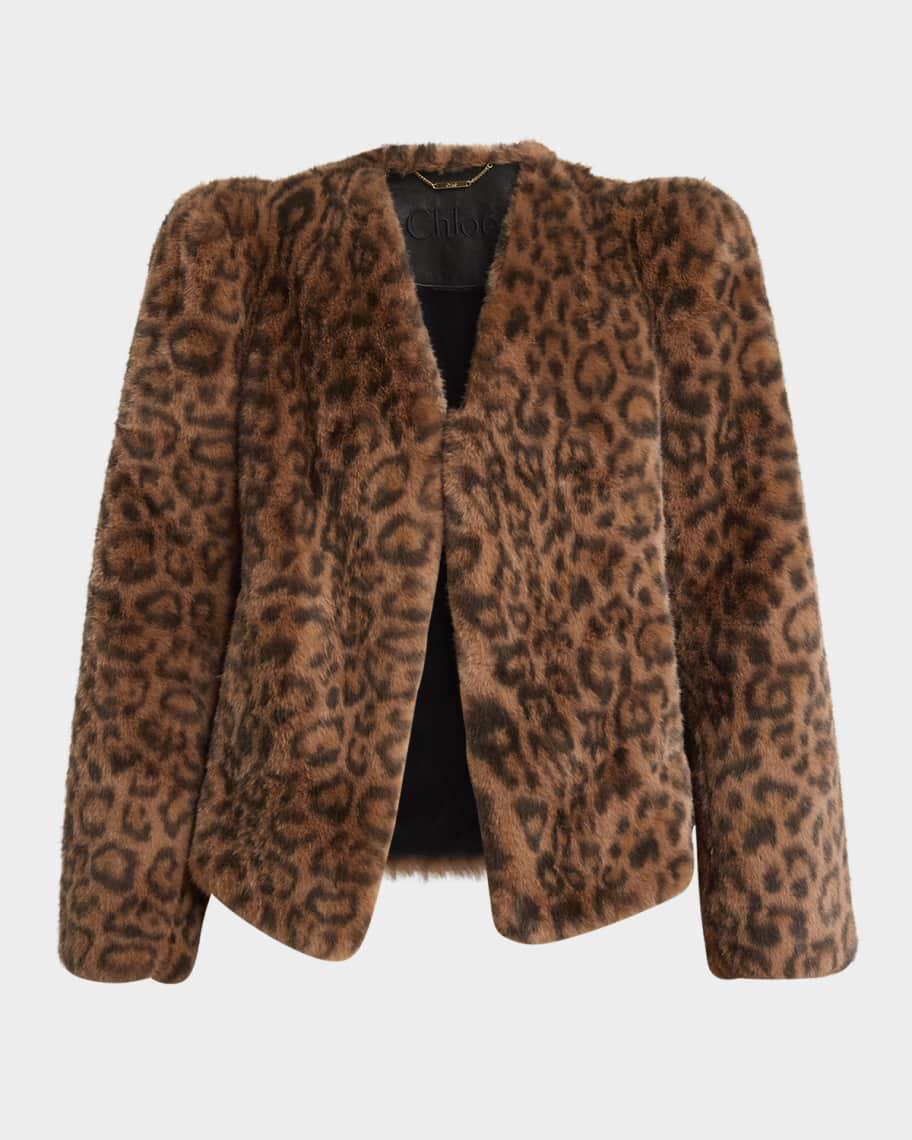 Leopard-Print Faux-Fur Puff-Sleeve Coat product image