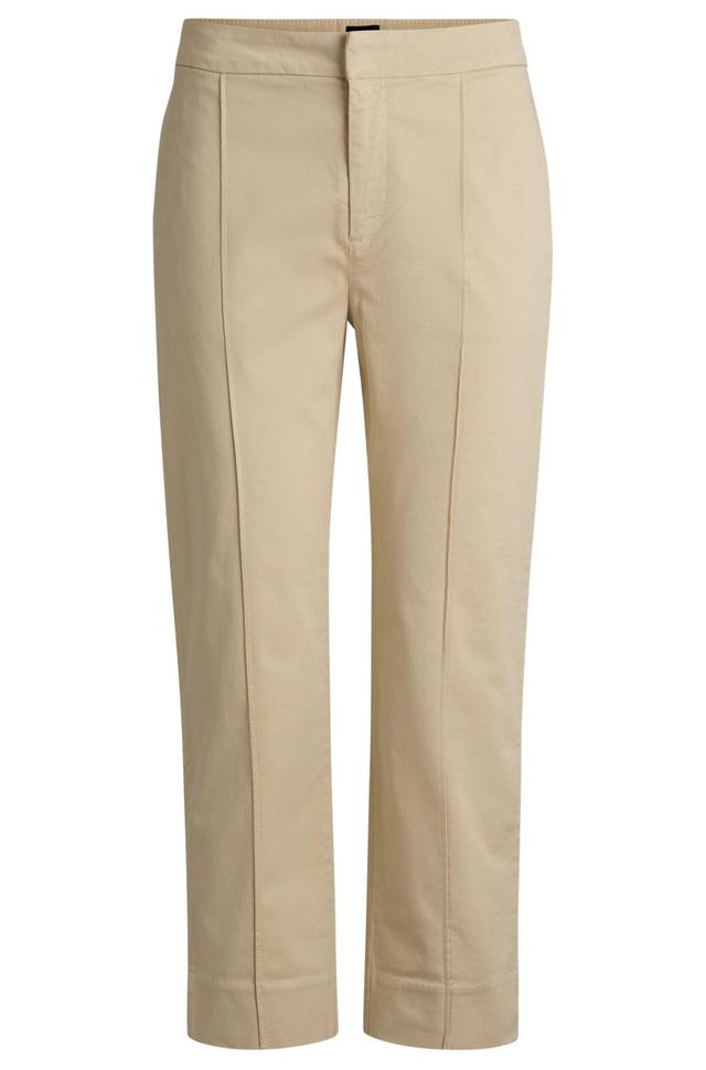 BOSS - Tapered-fit chinos in stretch-cotton satin - Light Beige Product Image