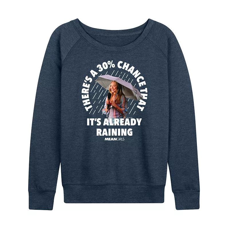 Womens Mean Girls Its Already Raining Lightweight French Terry Sweatshirt Grey Indigo Product Image