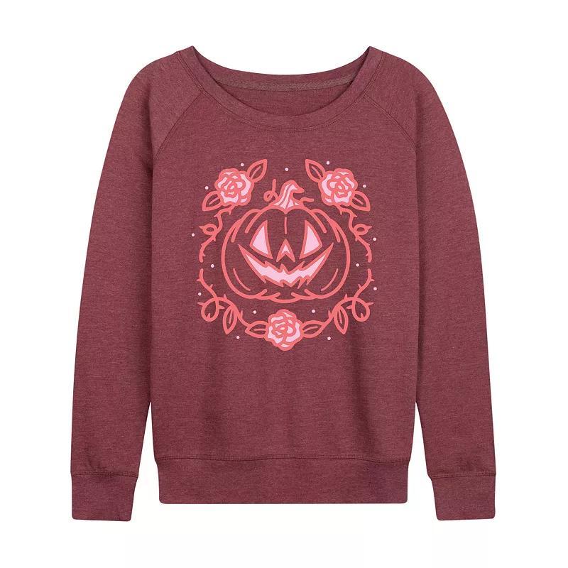 Womens Coquette Pumpkin Rose Halloween Lightweight French Terry Sweatshirt Grey Blue Product Image