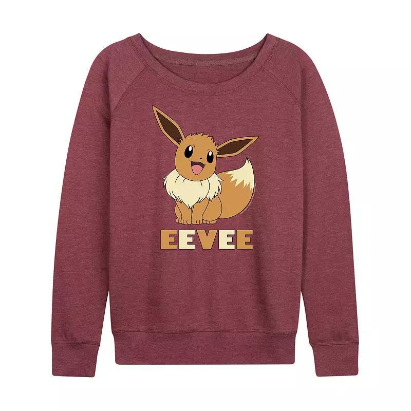 Plus Pokemon Eevee Graphic Pullover, Womens Grey Dark Red Product Image