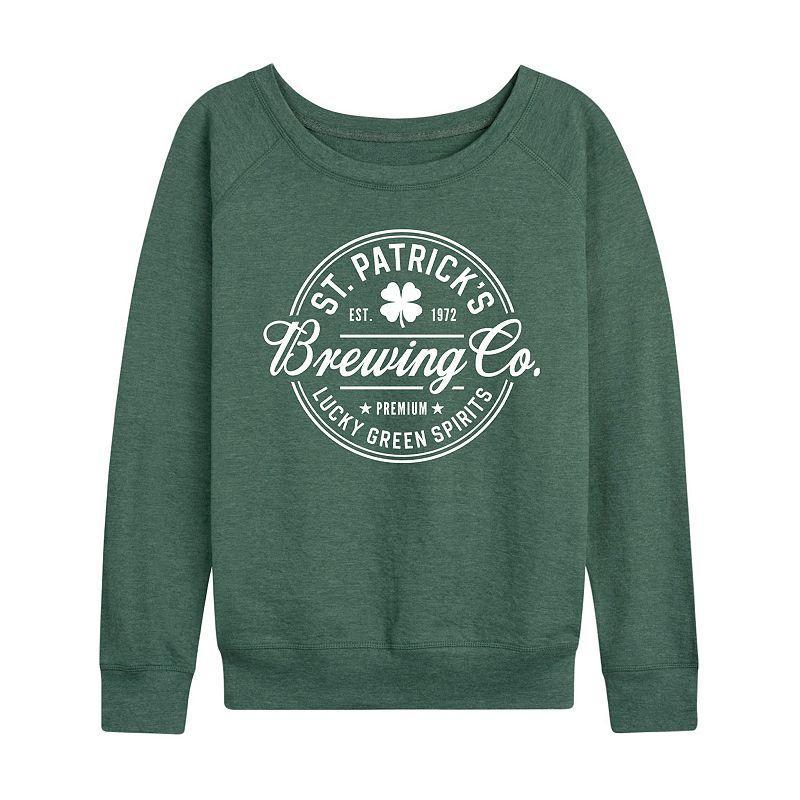 Womens St. Patricks Brewing Co. Slouchy Graphic Sweatshirt Grey Green Product Image