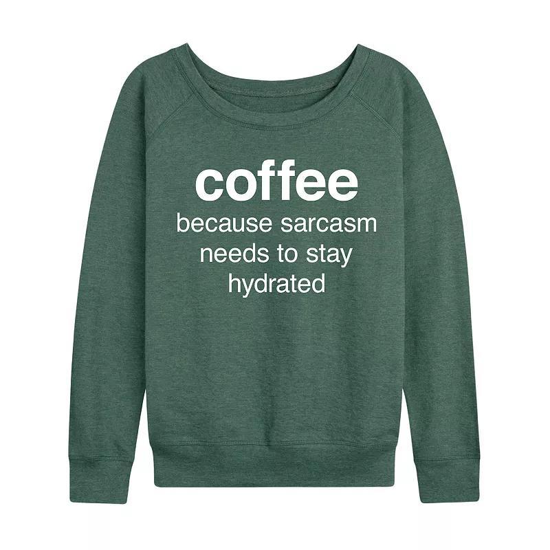 Womens Coffee Sarcasm Slouchy Graphic Sweatshirt, Girls Grey Blue Product Image