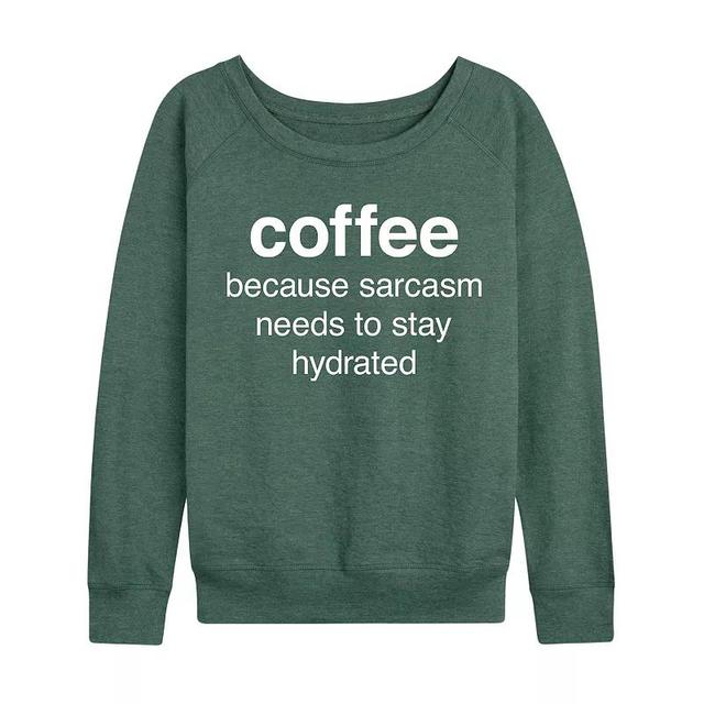 Womens Coffee Sarcasm Slouchy Graphic Sweatshirt, Girls Grey Blue Product Image