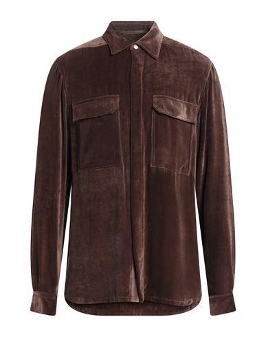 RICK OWENS Man Shirt Brown Size 38 Viscose, Silk Product Image