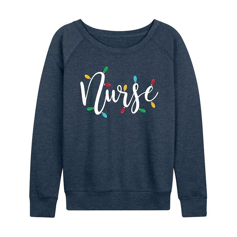 Womens Nurse Christmas Lights Lightweight French Terry Sweatshirt Grey Indigo Product Image