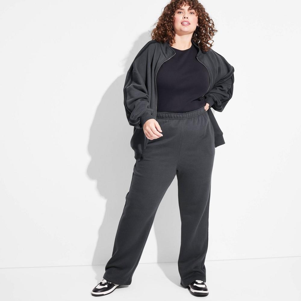 Womens High-Rise Foldover Fleece Pants - Wild Fable Black 3X product image