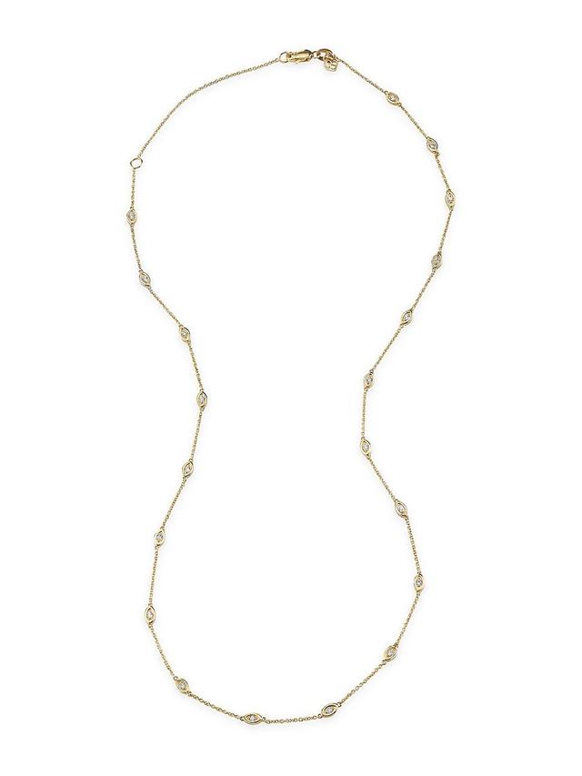 Womens 14K Yellow Gold & 0.15 TCW Diamond Marquise Station Necklace Product Image