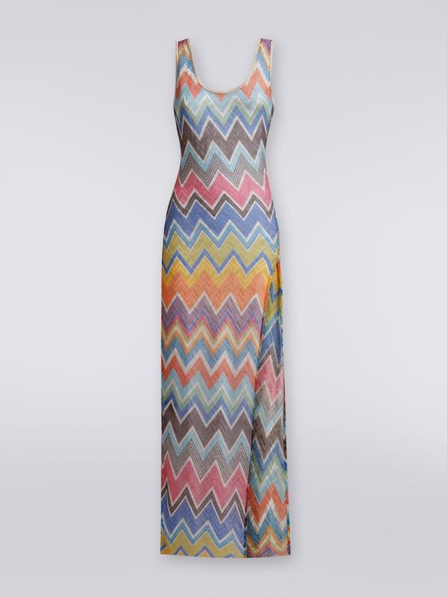 Long cover-up with zigzag print and lurex Product Image