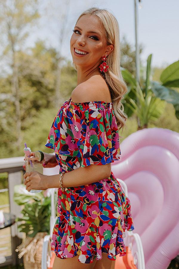 Seas The Moment Floral Romper In Red Product Image