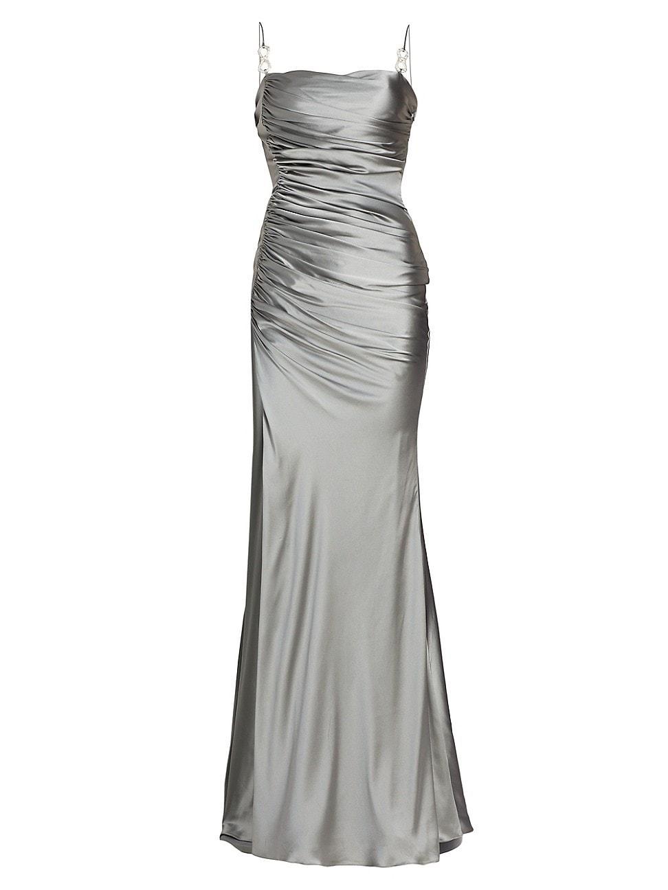 Womens Bow-Embellished Silk Gown Product Image