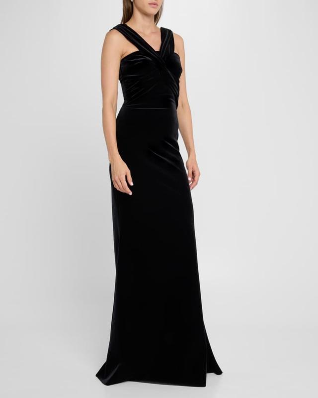 Datai Velvet Halter Column Gown Product Image