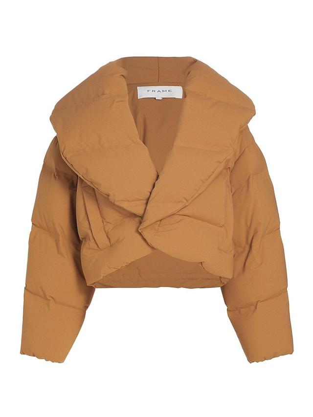 Womens Shawl-Collar Cropped Puffer Jacket Product Image