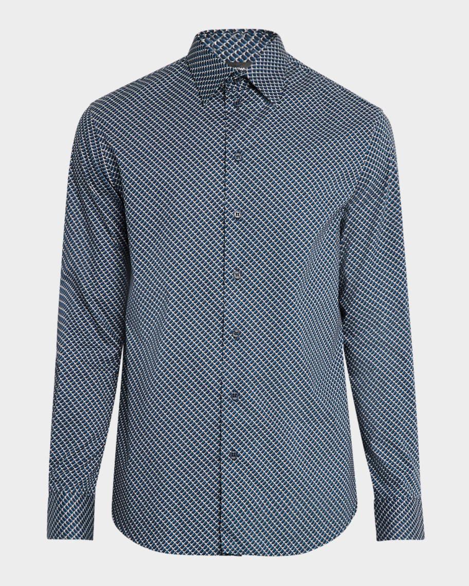 Men's Stretch Poplin Geometric Sport Shirt Product Image