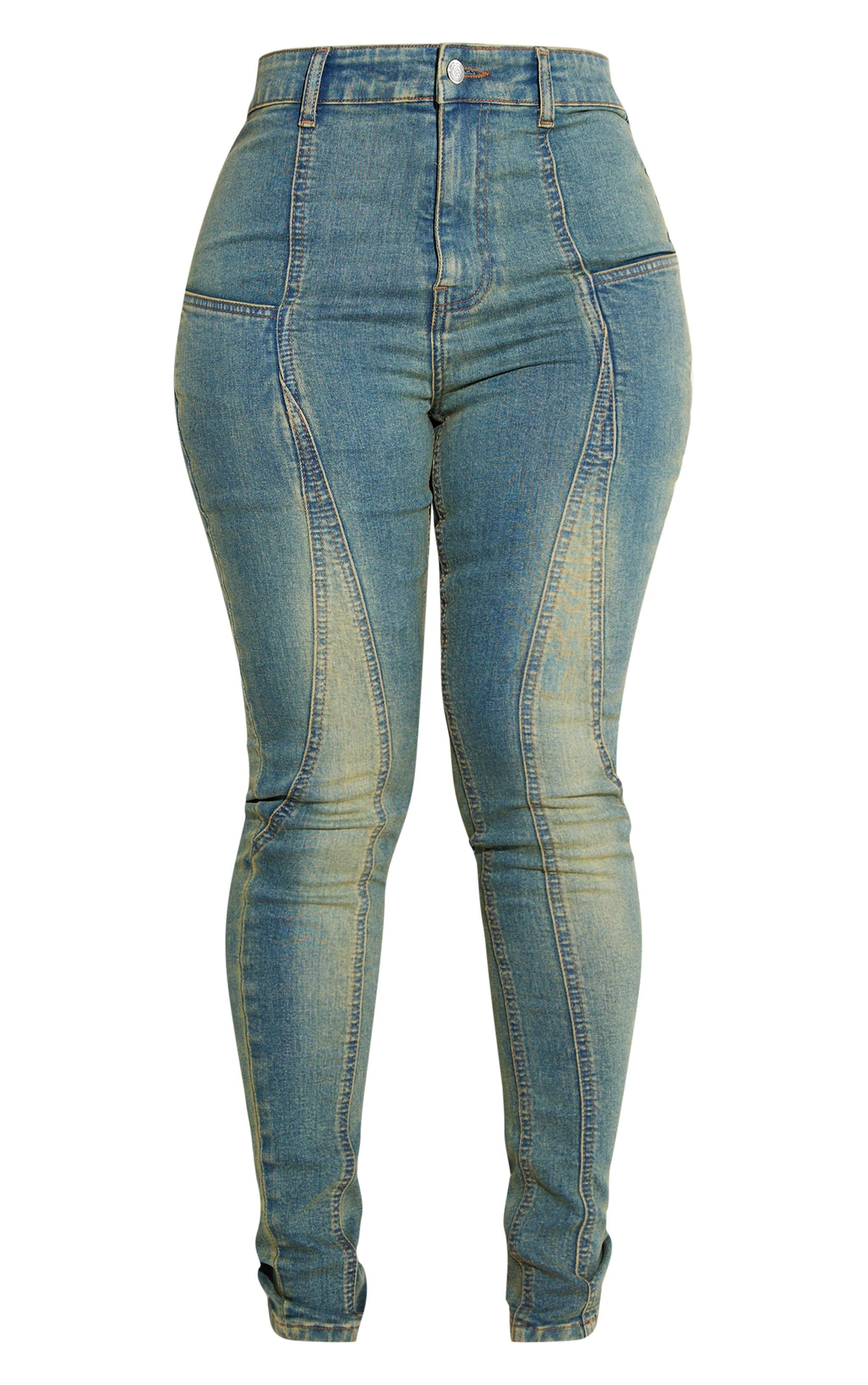 Shape Indigo Blue Wash Panel Detail Skinny Jeans Product Image