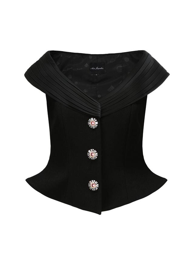 Belle Satin Top (Black) (Final Sale) Product Image