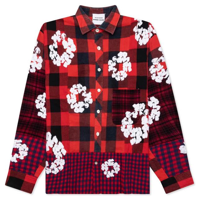 Readymade x Denim Tears Check LS Shirt - Red Male Product Image