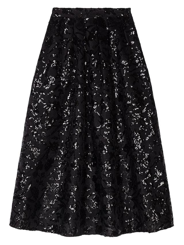 maje Jupon Sequin Mesh Midi Skirt Product Image