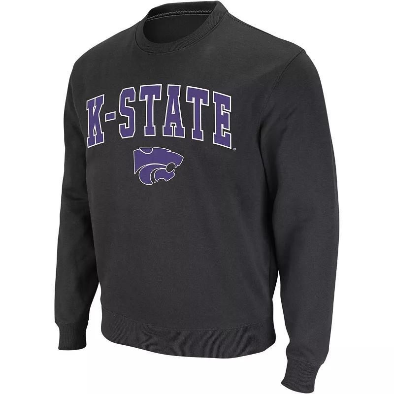 Mens Colosseum Charcoal Kansas State Wildcats Arch & Logo Crew Neck Sweatshirt Product Image