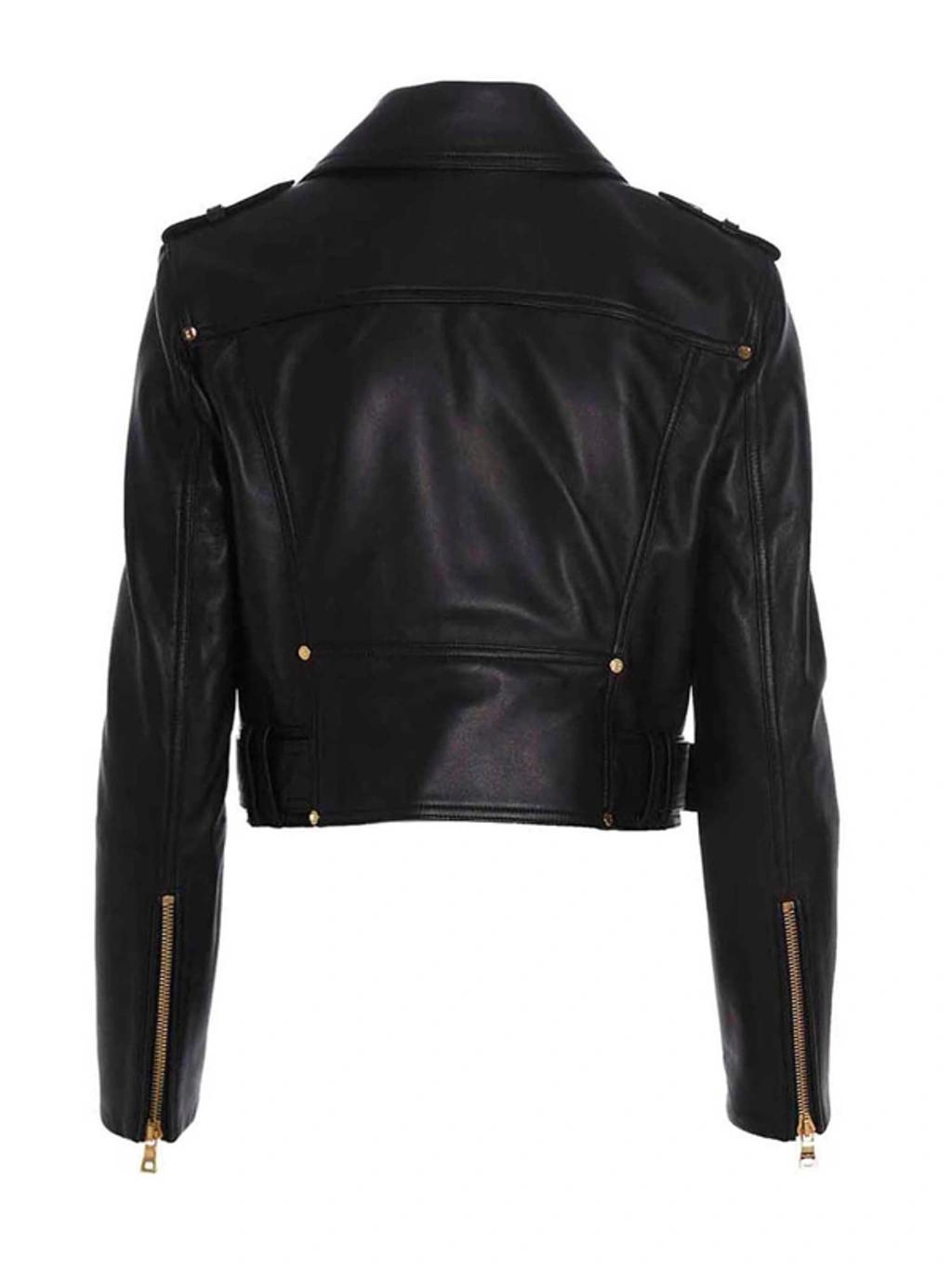 Belted Cropped Jacket In Black Product Image